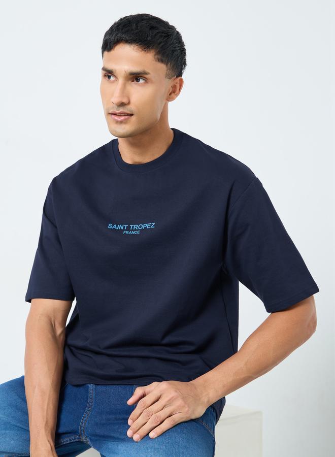 Styli Men HD Print Crew Neck Oversized T-Shirt - Image 1