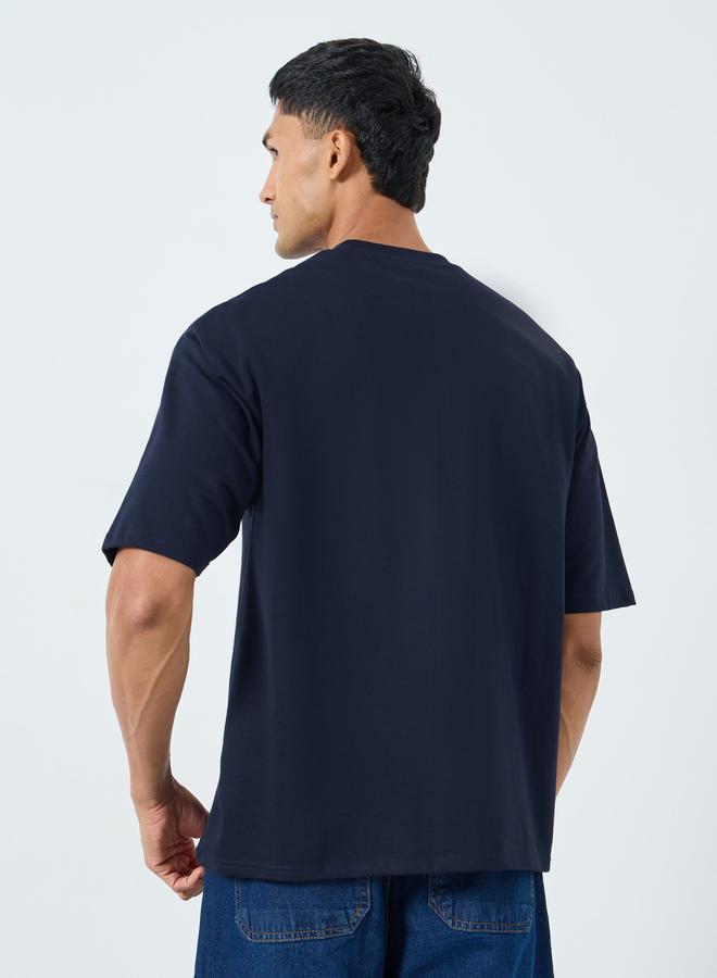 Styli Men HD Print Crew Neck Oversized T-Shirt - Image 4