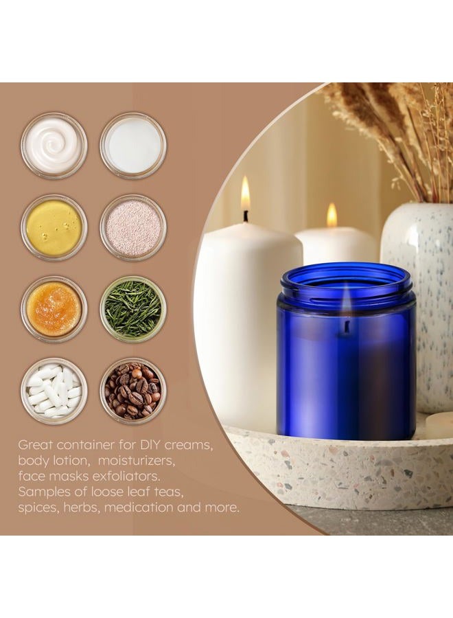 Tecohouse 8oz Glass Jars with Lids, 3 Pack Candle Jars with Blank Labels, 250g Blue Wide Mouth | Cosmetic Containers for Sample, Cream, Lotion, Honey, Powder, Jelly | Kitchen & Home - Image 5