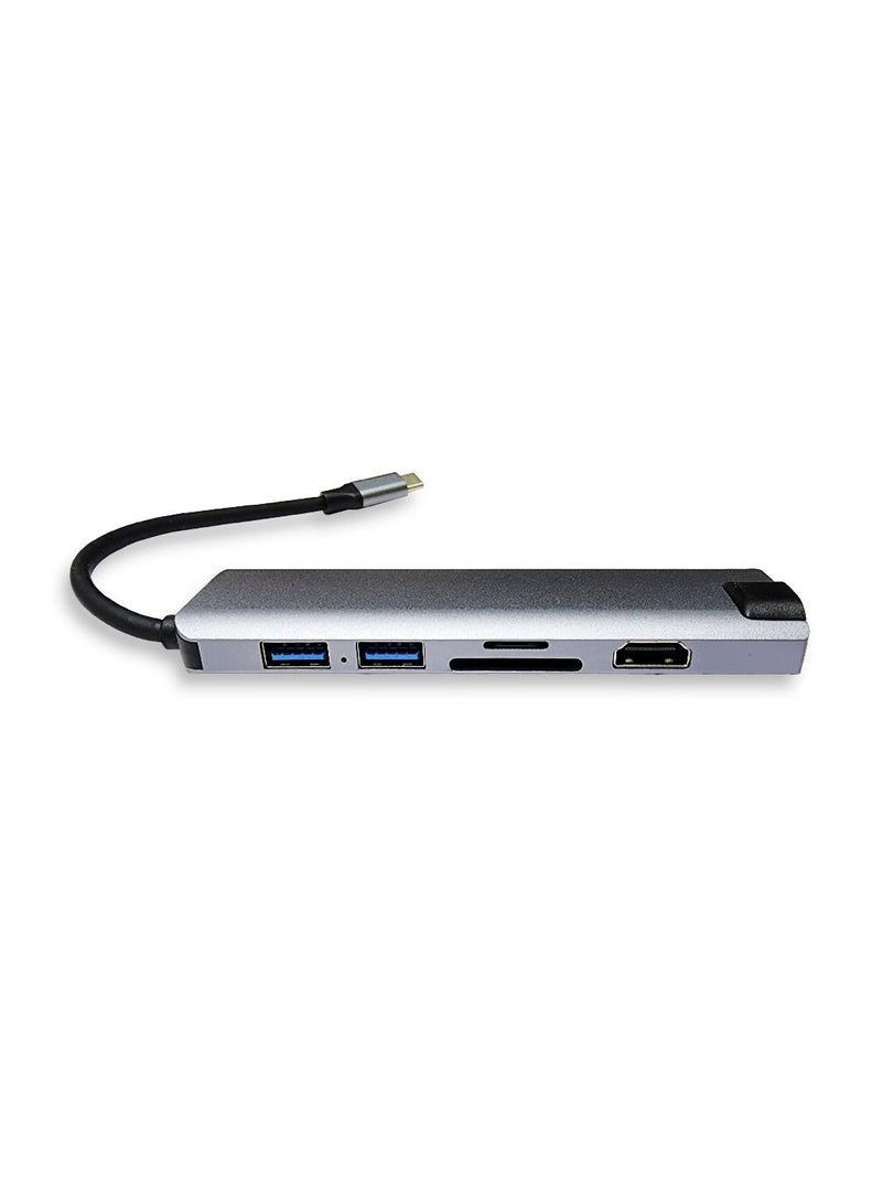 محطة إرساء Hub Multi Sooket 7 في 1 USB من النوع C متوافقة مع USB 3.0 ومواصفات USB 1.1 / 2.0 نقل سريع لأجهزة الكمبيوتر المحمول / الكمبيوتر الشخصي - Image 2