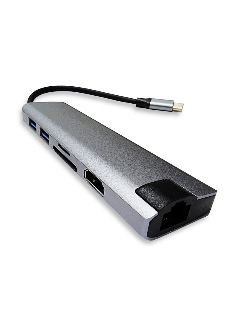 محطة إرساء Hub Multi Sooket 7 في 1 USB من النوع C متوافقة مع USB 3.0 ومواصفات USB 1.1 / 2.0 نقل سريع لأجهزة الكمبيوتر المحمول / الكمبيوتر الشخصي - Image 1