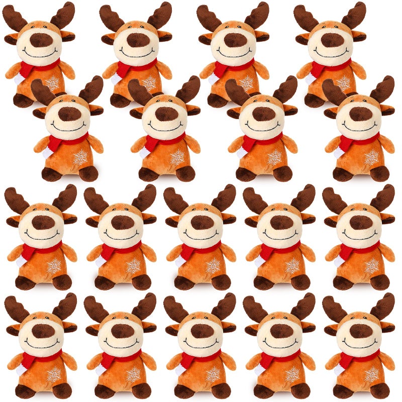 Liliful 16 Pack 8 Inch Stuffed Deer Toys Xmas Plush Elk with Red Scarf Stuffed Animal Gifts for Boys Girls Christmas Decorations - Image 2