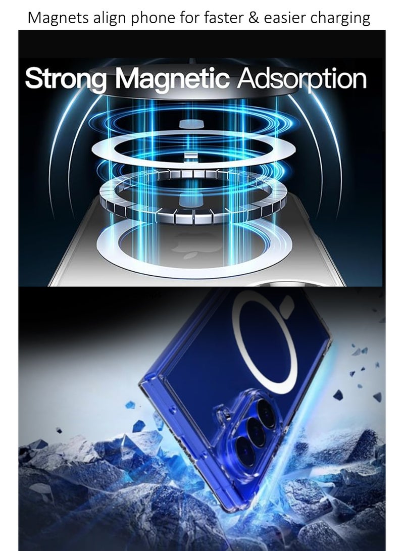 لجهاز سامسونج جالكسي زد فولد 7 - غلاف سيليكون مرن شفاف للغاية - شحن مغناطيسي/لاسلكي - شفاف - Image 2
