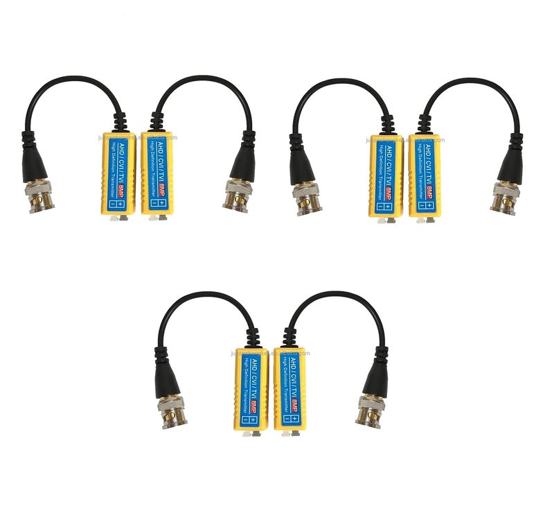 WiredCom 8MP Split Joint Mini CCTV BNC HDCVITVICVBSAHD Passive Transceiver Video Balun PACK OF 3 - Image 1