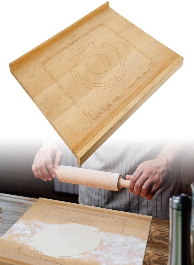 SoeKoa Reversible Wood Pastry Board, 20"X24"Kneading Board, Pastry Board for Rolling Dough, Pastry Board With Edge Blocking, Pasta Board Wood with Engraved Ruler for Counter Top Kitchen - Image 1