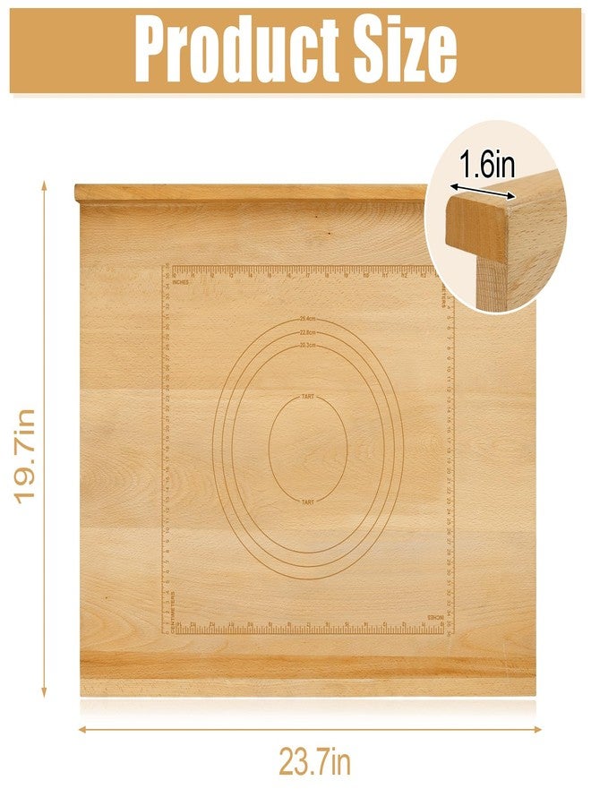SoeKoa Reversible Wood Pastry Board, 20"X24"Kneading Board, Pastry Board for Rolling Dough, Pastry Board With Edge Blocking, Pasta Board Wood with Engraved Ruler for Counter Top Kitchen - Image 3