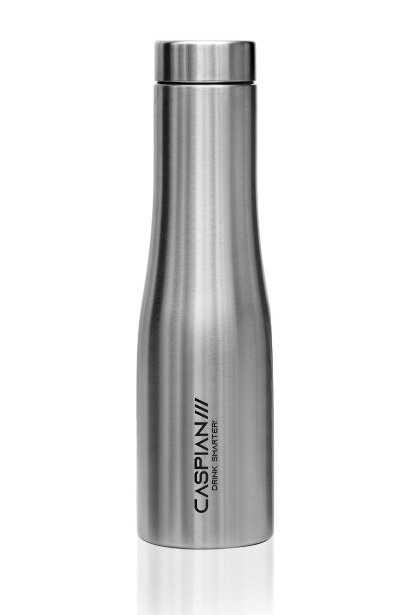CASPIAN /// Aqua Stainless Steel Water Bottle (Silver, 1 Litre)| Leak Proof Thunder for Fridge Home Office Travel School Kids Boys Girls Adults Sports Gym Yoga - Image 1