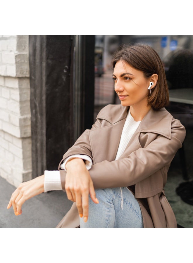 GREEN LION Earbuds Pro 3 True Wireless Earbuds with Pure Bass Sound & ANC / Earbuds Playtime 20H / Bluetooth V5.4/ Charging Type Wireless, USB-C / Touch Control / Built-in Microphone / Case Included - White - Image 2