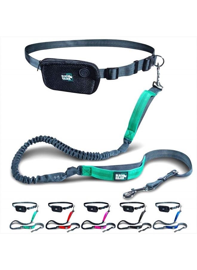 Black Rhino - Premium Hands Free Dog Leash for Running Walking Jogging & Hiking - Adjustable Length Dual Handle Bungee Leash Medium – Large Dogs Neoprene Padded Handles - Running Pouch Included Aqua - Image 1