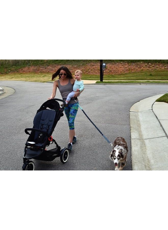 Black Rhino - Premium Hands Free Dog Leash for Running Walking Jogging & Hiking - Adjustable Length Dual Handle Bungee Leash Medium – Large Dogs Neoprene Padded Handles - Running Pouch Included Aqua - Image 1