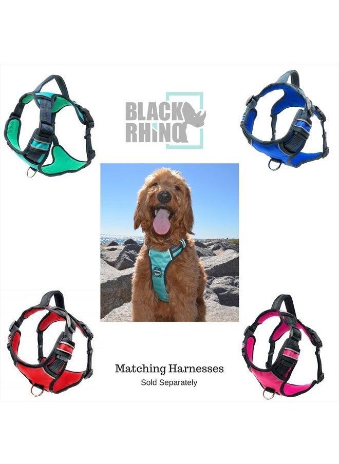 Black Rhino - Premium Hands Free Dog Leash for Running Walking Jogging & Hiking - Adjustable Length Dual Handle Bungee Leash Medium – Large Dogs Neoprene Padded Handles - Running Pouch Included Aqua - Image 1