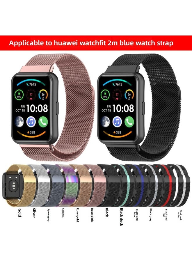 Generic - Suitable For Huawei WATCH FIT 2 Strap Watchfit2 Strap Fit2 Milanese Magnetic Wristband-Color:Black-For Huawei Fit3 - Image 1