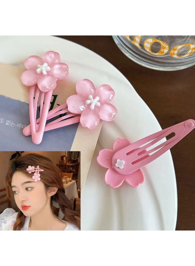 Goolsky 2pcs Sweet Jelly Cherry Blossom Hair Clip Headwear Cute Girls BB Clip Y2K Side Bangs Clip Hair Accessories Fresh Flowers Hairpins - Image 4