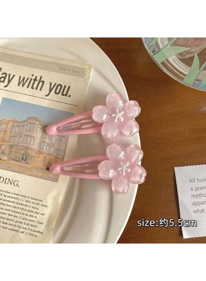 Goolsky 2pcs Sweet Jelly Cherry Blossom Hair Clip Headwear Cute Girls BB Clip Y2K Side Bangs Clip Hair Accessories Fresh Flowers Hairpins - Image 3