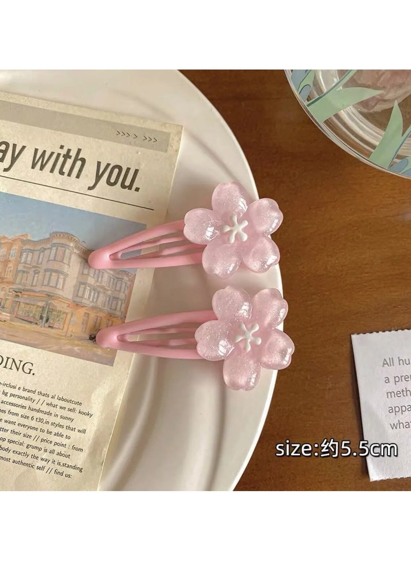 Goolsky 2pcs Sweet Jelly Cherry Blossom Hair Clip Headwear Cute Girls BB Clip Y2K Side Bangs Clip Hair Accessories Fresh Flowers Hairpins - Image 1