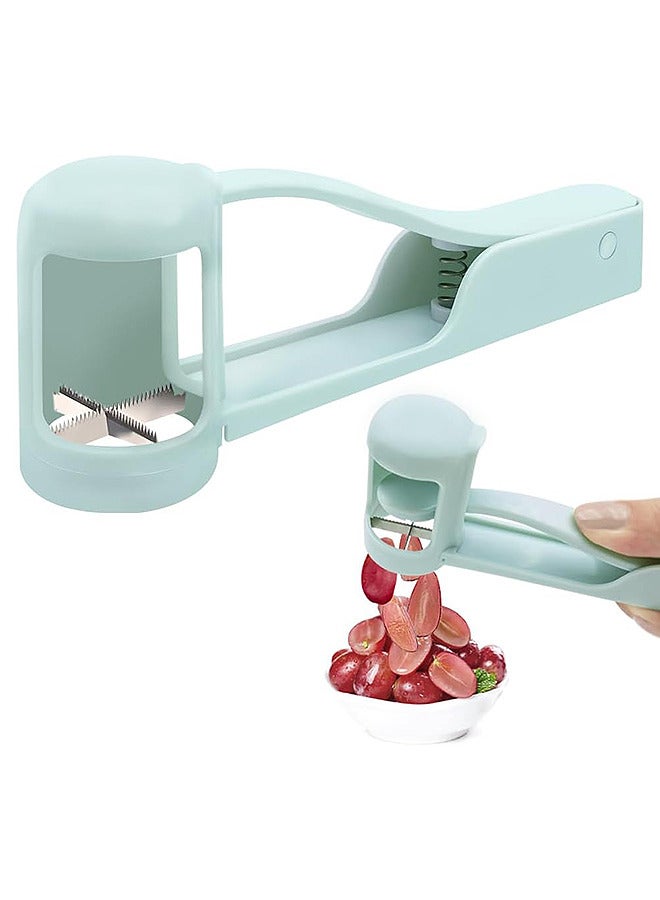 قاطع العنب للأطفال ، قاطع الفاكهة الفولاذ المقاوم للصدأ ، شرائح ربع العنب ، مناسبة لزخارف كعكة الفاكهة الخضار ، مقاطعة فاكهة المطبخ (الأزرق) - Image 1