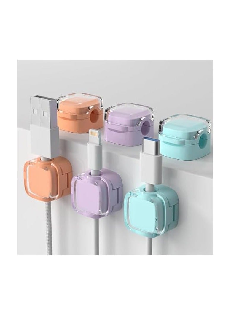 erorex Magnetic Cable Clips [Cable Smooth Adjustable] Adhesive Cord Holder Organizer,[6 Pack]Under Desk Cable Management for Car, [Multiple Color]Wire Holder Keeper Organizer for Home Office Desk Phone Wall - Image 1