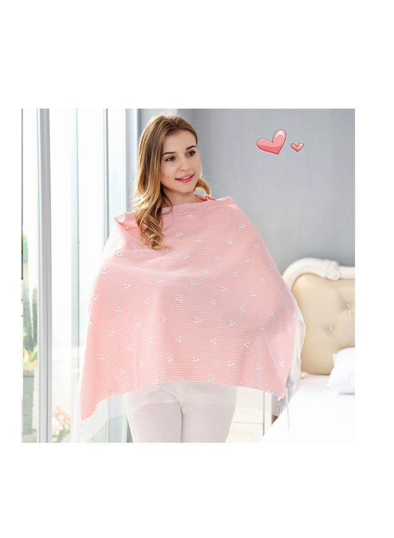 SYOSI Nursing Cover for Baby Breastfeeding, Soft Cotton Infant Feeding Cover, Multi Use Baby Car Seat Stroller Cover, Lace Screen Yarn Privacy Nursing Cover, Breathable Breastfeeding Supplies, Pink  - Image 1