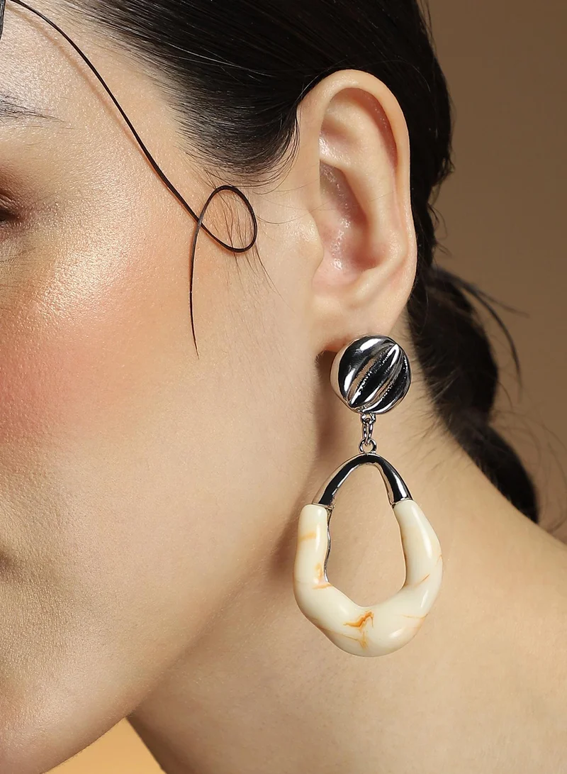 SOHI Women The Calacatta Drop Earrings | Chrome  Colour | One-Size | Metallic Acrylic & Alloy Material | Push Back Closure | Earrings For Casual & Evening Wear