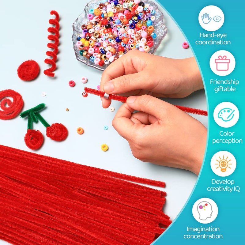 Iooleem 200pcs Red Pipe Cleaners, Chenille Stems, Pipe Cleaners for Crafts, Pipe Cleaner Crafts, Art and Craft Supplies. - Image 3