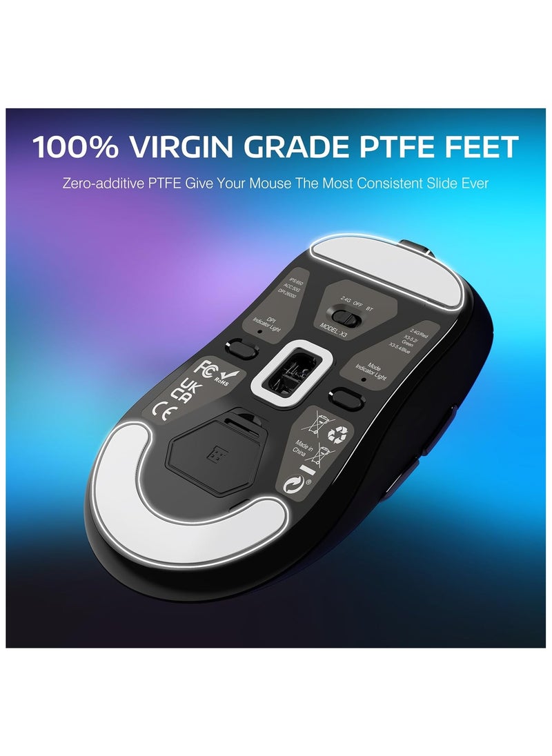 Attack Shark - ATTACK SHARK X3 Wireless Gaming Mouse, 49g Ergonomic Computer Mouse, Triple Modes PAW3395 26K DPI Optical Sensor, 200h Battery Life, Programmable Buttons, Gaming Accessories for PC/Laptop/Mac (Black) - Image 1