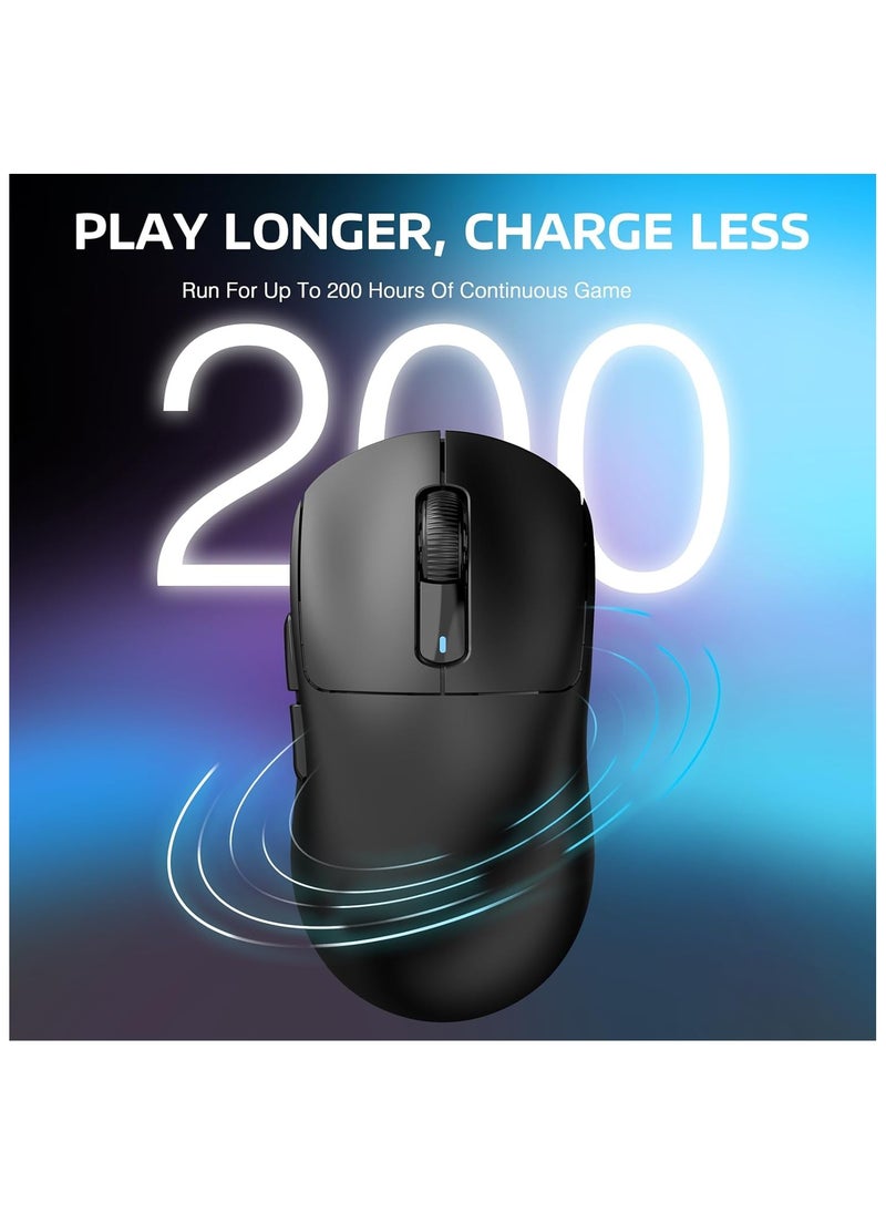 Attack Shark - ATTACK SHARK X3 Wireless Gaming Mouse, 49g Ergonomic Computer Mouse, Triple Modes PAW3395 26K DPI Optical Sensor, 200h Battery Life, Programmable Buttons, Gaming Accessories for PC/Laptop/Mac (Black) - Image 1