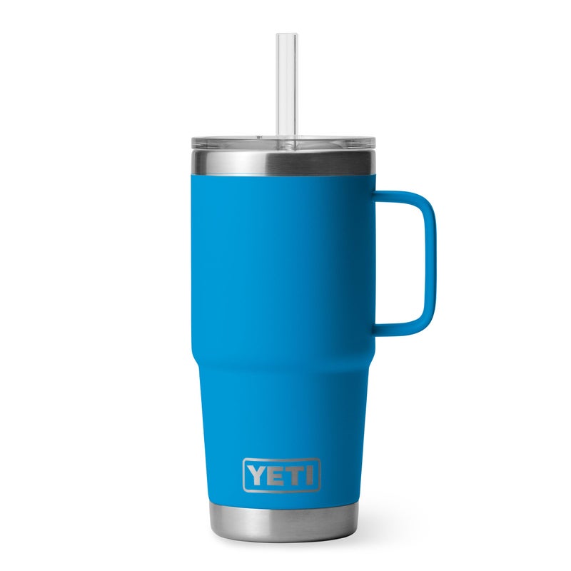 YETI Rambler 25 oz Tumbler with Handle and Straw Lid, Travel Mug Water Tumbler, Vacuum Insulated Cup with Handle, Stainless Steel, Big Wave Blue - Image 1
