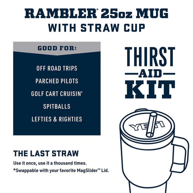 YETI Rambler 25 oz Tumbler with Handle and Straw Lid, Travel Mug Water Tumbler, Vacuum Insulated Cup with Handle, Stainless Steel, Big Wave Blue - Image 3