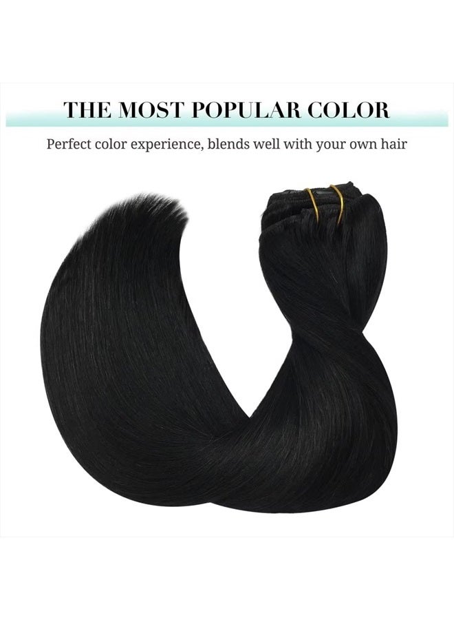 DOORES Hair Extensions Clip in Jet Black 22 Inch 7pcs 120g Remy Clip in Human Hair Extensions Natural Hair Straight Weft Real Hair - Image 2