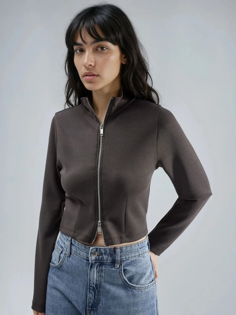 Busem BUSEM Fitted Knitted Jacket with Zipper Closure