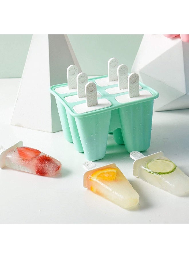 jaexest Ice Cream Mold Silicone Popsicle Mold 6 Pieces BPA Free Popsicle Mold Reusable Easy Release Ice Pop Maker - Image 5