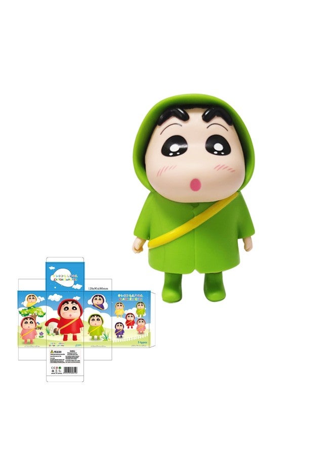 Q Version Cute Raincoat Kawaii Small Handheld Anime Figurine Toy Peripheral Trendy Car Ornament Desktop Gift-Color:Green Raincoat Small Box - Image 1