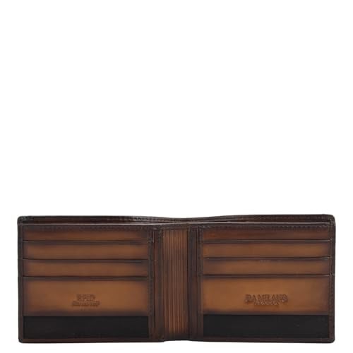 Da Milano Mat Embossed Leather Wallet for Men with Multicard Slot - Brown - Image 3