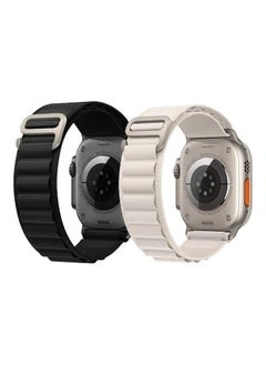 2Pack for Apple Watch Alpine Loop Band 49mm/45mm/44mm Nylon Woven Sport Strap Compatible with iWatch Series 8/Ultra/7/SE/6/5/4/3/2/1 Black/White