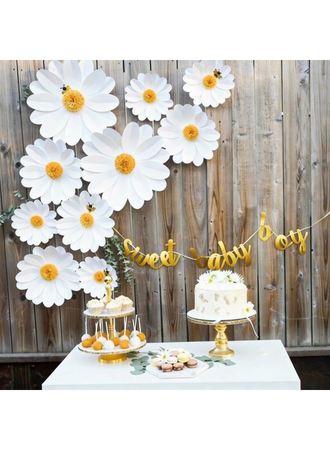 Norme 3 Pcs Valentine Day Giant Flowers for Decoration 16, 20, 28 Inch White Large Artificial Silk Flowers for Wedding, Home Decor, Anniversary Birthday Party - Image 4