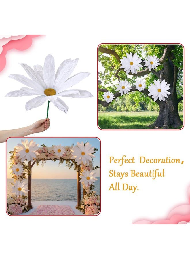 Norme 3 Pcs Valentine Day Giant Flowers for Decoration 16, 20, 28 Inch White Large Artificial Silk Flowers for Wedding, Home Decor, Anniversary Birthday Party - Image 5
