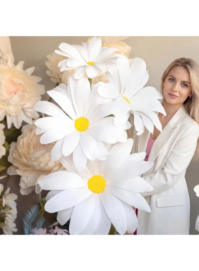 Norme 3 Pcs Valentine Day Giant Flowers for Decoration 16, 20, 28 Inch White Large Artificial Silk Flowers for Wedding, Home Decor, Anniversary Birthday Party - Image 1