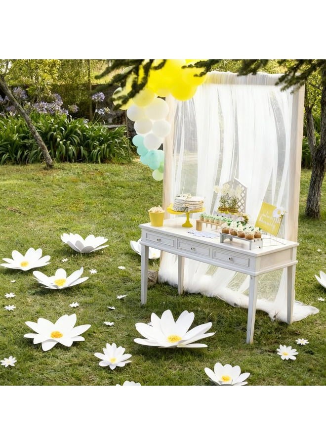 Norme 3 Pcs Valentine Day Giant Flowers for Decoration 16, 20, 28 Inch White Large Artificial Silk Flowers for Wedding, Home Decor, Anniversary Birthday Party - Image 3