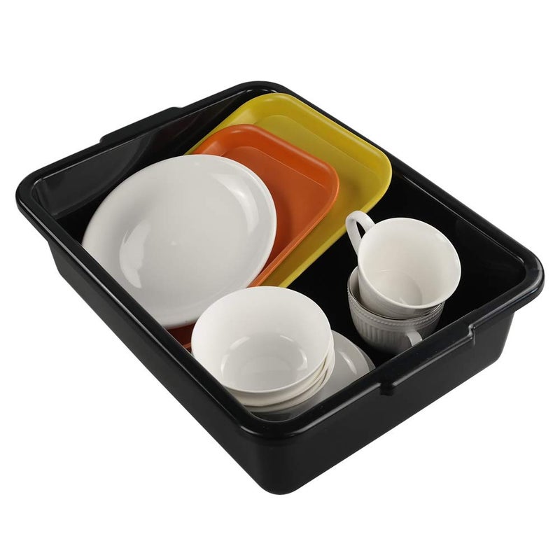 Teyyvn 13 L Plastic Bus Box, Commercial Wash Basin Tote Box, 4-Pack, Black - Image 5