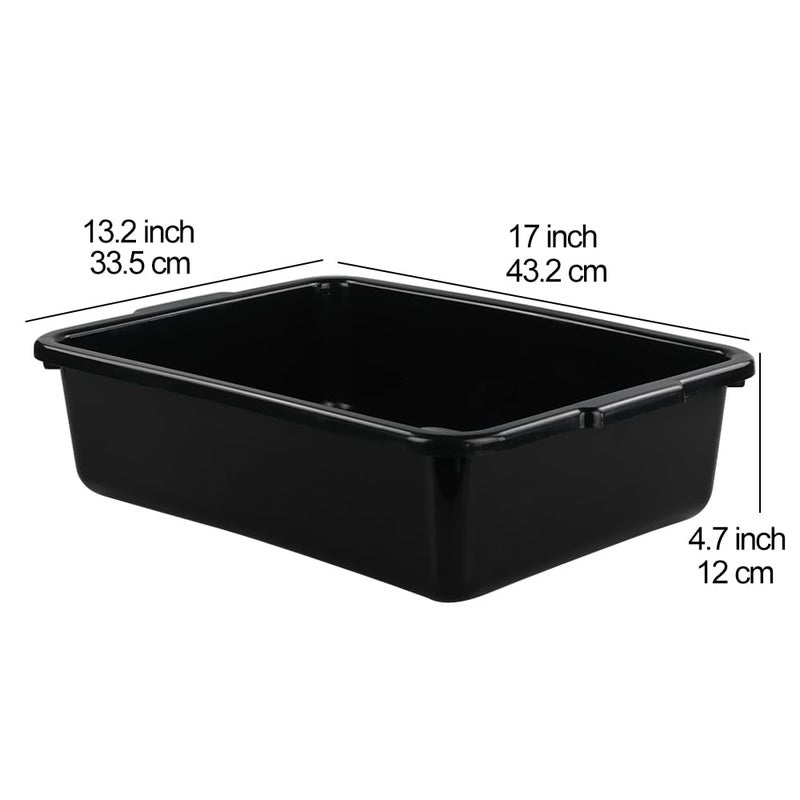 Teyyvn 13 L Plastic Bus Box, Commercial Wash Basin Tote Box, 4-Pack, Black - Image 2