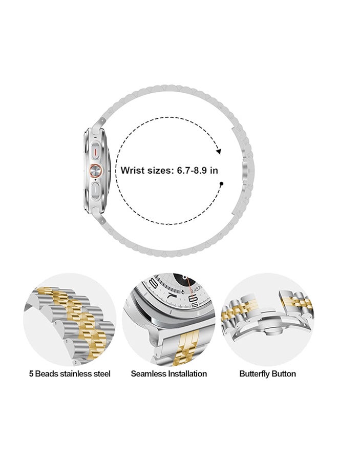 O Ozone Metal Bands Compatible with Samsung Galaxy Watch Ultra 47mm (2024),  Stainless Steel Replacement Wristband Strap Men Women for Galaxy Watch 7 Ultra 47mm - Silver&Gold  - Image 3