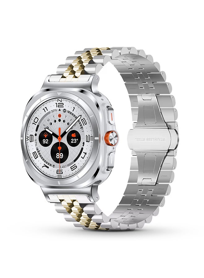 O Ozone Metal Bands Compatible with Samsung Galaxy Watch Ultra 47mm (2024),  Stainless Steel Replacement Wristband Strap Men Women for Galaxy Watch 7 Ultra 47mm - Silver&Gold  - Image 1