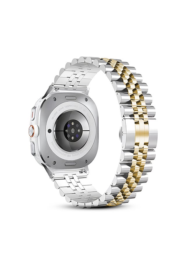 O Ozone Metal Bands Compatible with Samsung Galaxy Watch Ultra 47mm (2024),  Stainless Steel Replacement Wristband Strap Men Women for Galaxy Watch 7 Ultra 47mm - Silver&Gold  - Image 5