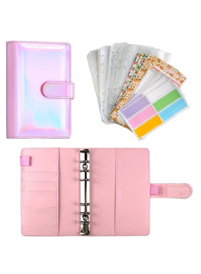 A6 Budget Binder Notebook For Budgeting Money Organizer, Laser Pink Color - Image 1