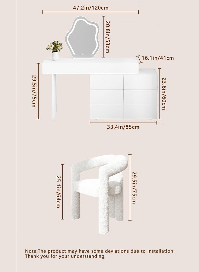 Generic Bedroom Set Adjustable Dressing Table With Mirror Wooden Make Up Table With Led Light  - Image 3