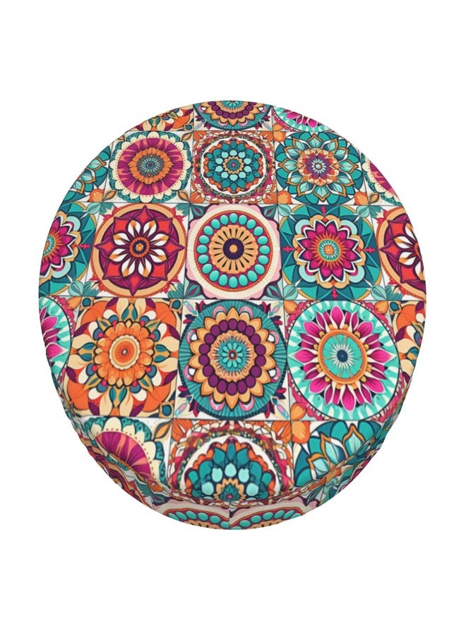 Granbey Floral Boho Stool Cover Round - Flowers Bar Stool Seat Covers Colorful Barstool Covers Slipcovers for 12 Inch Round Chair - Image 1