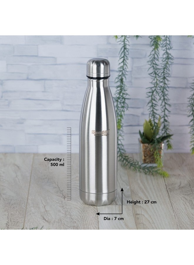 Sumeet Stainless Steel Double Walled Vacuum Flask/Water Bottle, 24 Hours Hot and Cold, 500 ml, Silver - 1Pc - Image 4