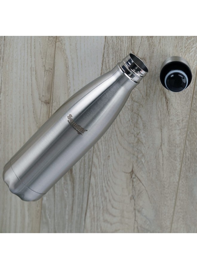 Sumeet Stainless Steel Double Walled Vacuum Flask/Water Bottle, 24 Hours Hot and Cold, 500 ml, Silver - 1Pc - Image 5
