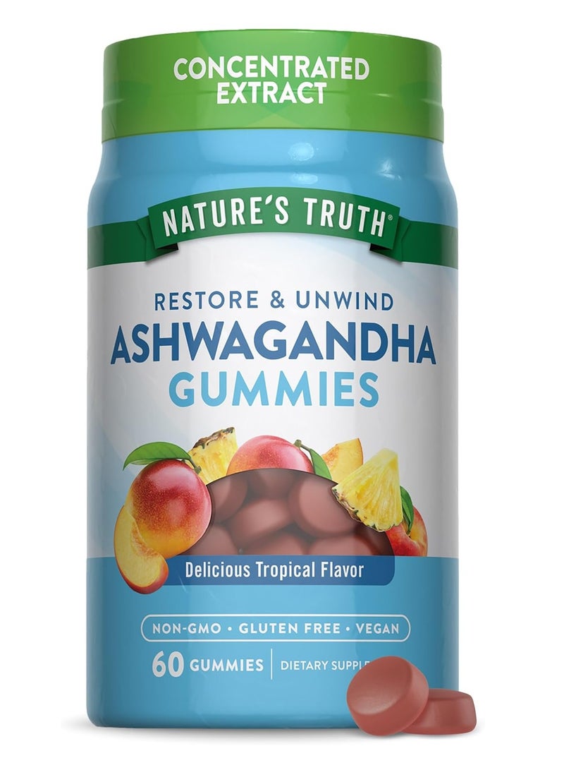 natures truth Ashwagandha Gummies | Vegan, Non-GMO, & Gluten Free | 60 Tropical Flavor Gummies | by Natures Truth 