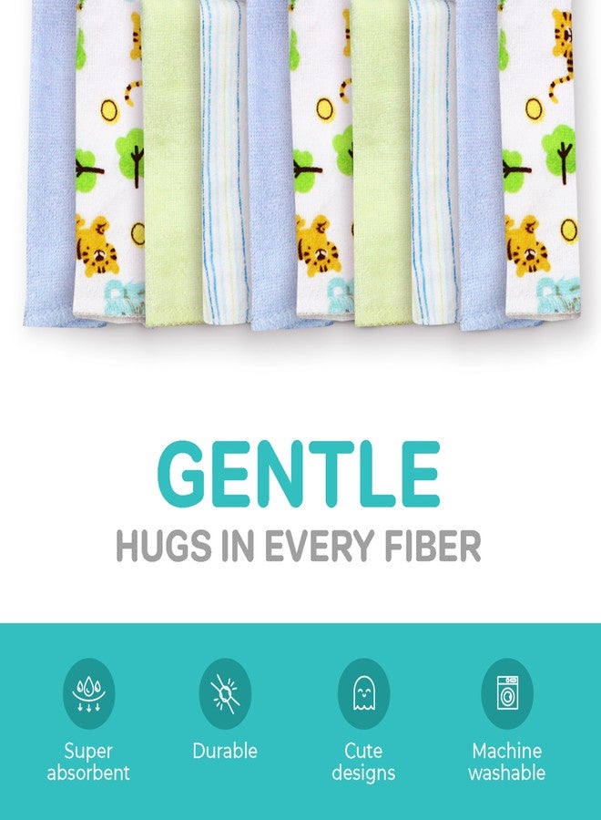 Spasilk 10 Pack Soft Terry Bath Washcloths - Newborn Boy or Girl, Blue Tiger - Image 4